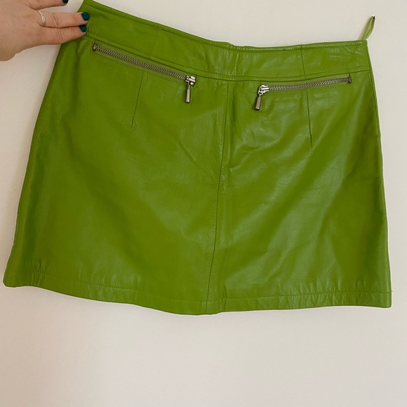 Vintage Lime Green Maxima Leather Skirt & Jacket Set - Picture 4 of 7